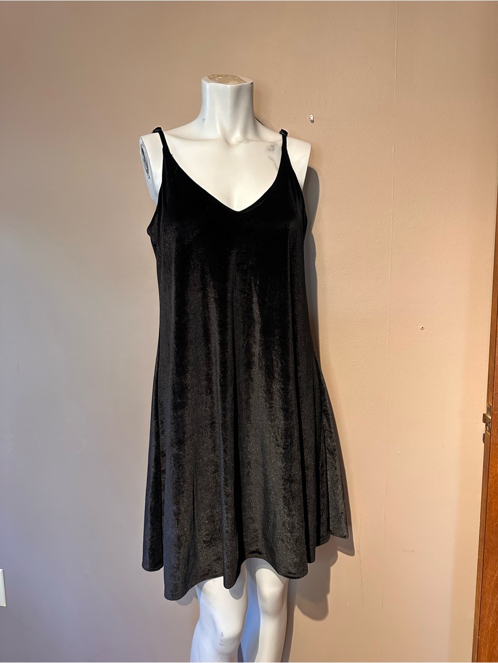 Black Velvet stretchy Slip Dress tank shirt dress women’s ten sixty Sherman